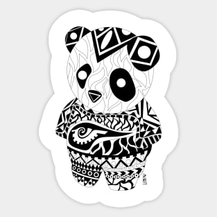 ecopop panda bear in kawaii tattoo totonac pattern suit art Sticker